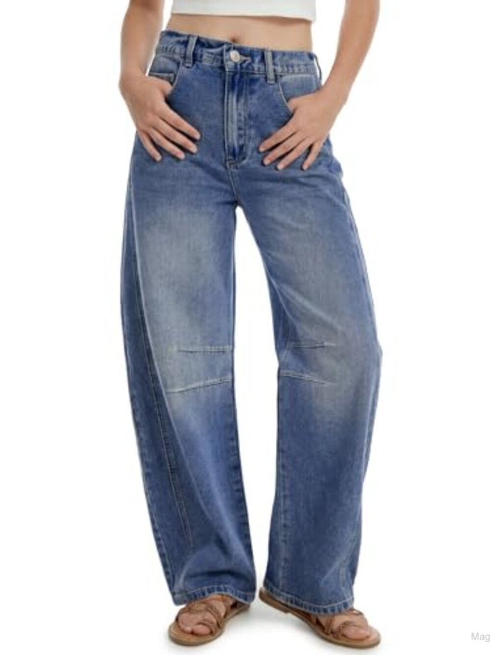 Tall Barrel Jeans Mid Rise Wide Leg Baggy Y2K Relaxed Fit Distressed Denim Pants